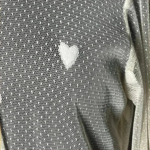 Unique Vintage Ivory Heart Sheer Button Front Blouse Size L - Picture 6 of 8